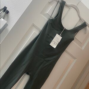 Zara Charcoal Green Sleeveless Jumpsuit